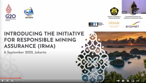 Screenshot of Forum: Introducing the Initiative for Responsible Mining Assurance (IRMA)