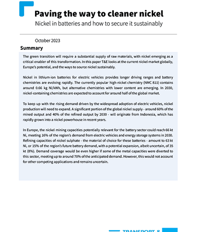 Cover of Paving the Way to Cleaner Nickel TE Briefing