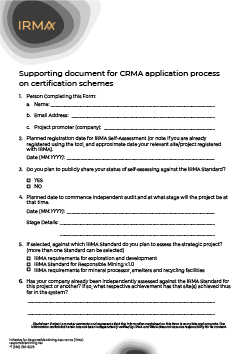 Form for supporting CRMA application